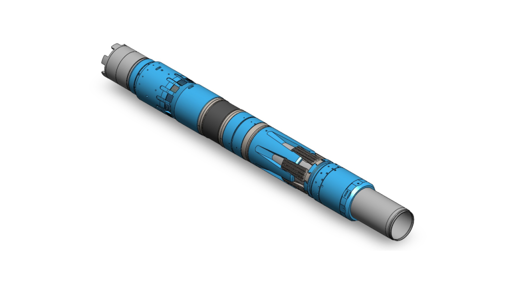 Tube bleu avec détails techniques