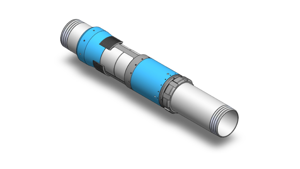 Object cylindrique avec détails bleus